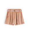 Meisjes Sella suede skort with belt van NoNo in de kleur Taupe in maat 134-140.