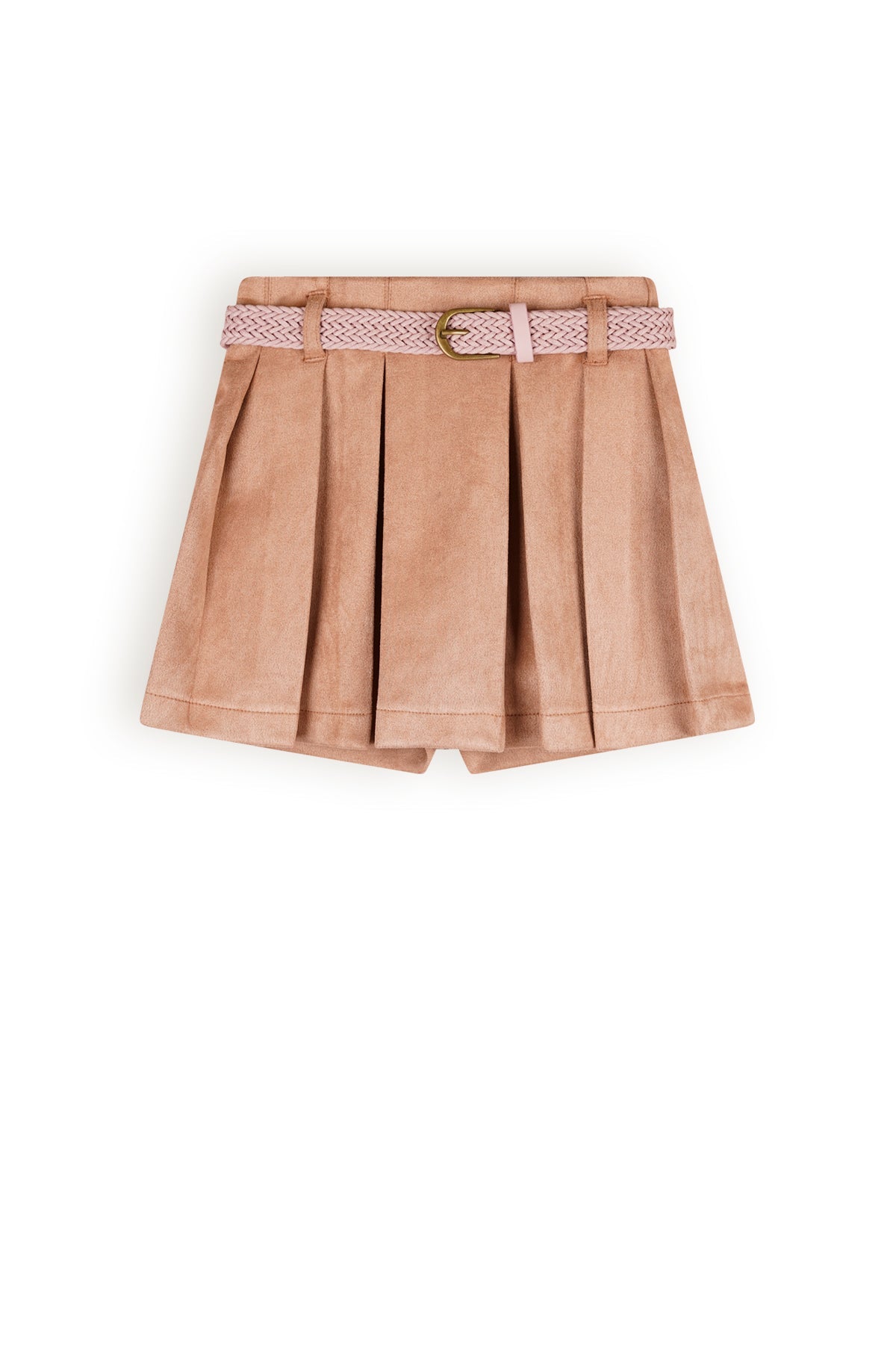 Meisjes Sella suede skort with belt van NoNo in de kleur Taupe in maat 134-140.