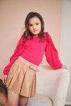 Meisjes Sella suede skort with belt van NoNo in de kleur Taupe in maat 134-140.
