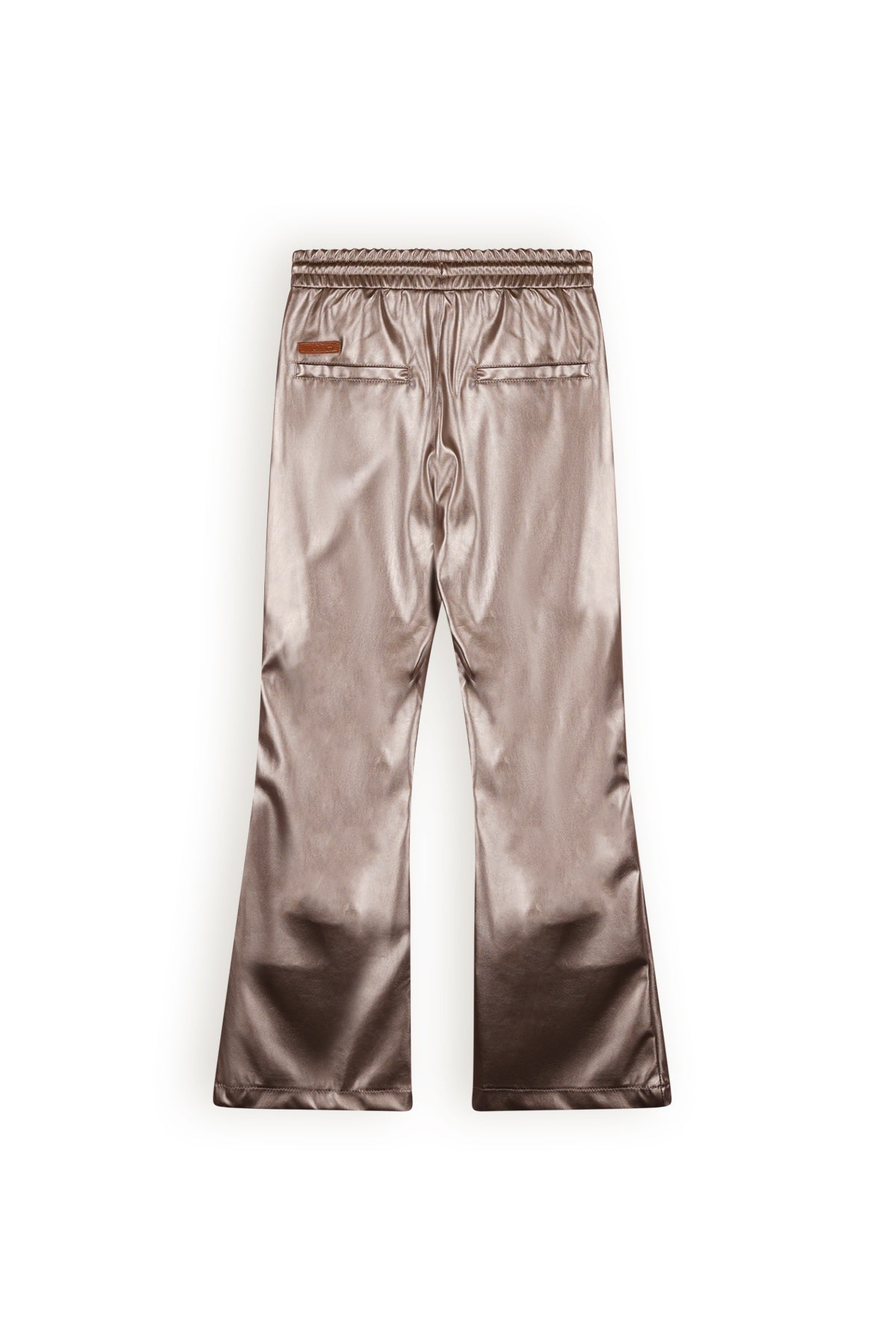 Meisjes Suna coated bronze flared pants van NoNo in de kleur Sand Blush in maat 134-140.