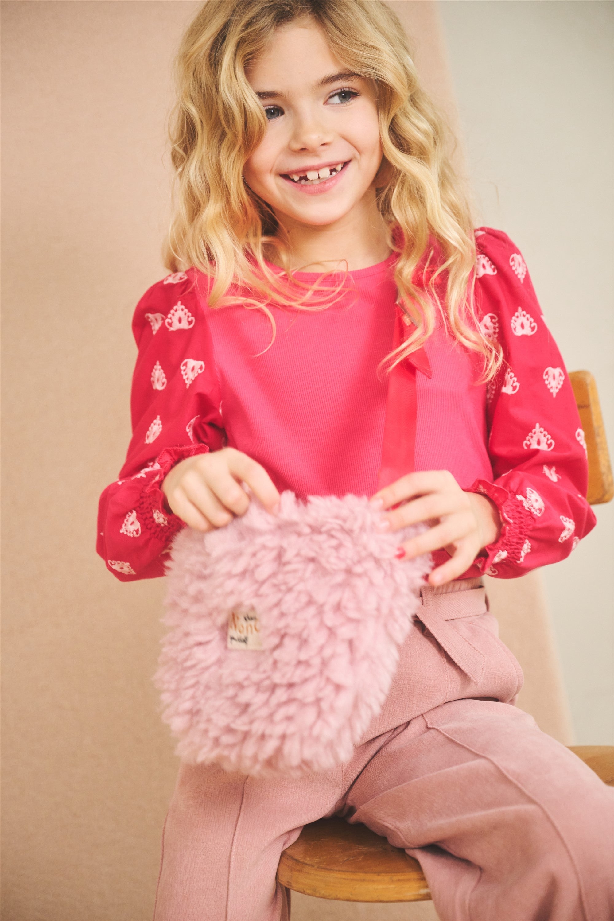 Meisjes Buffer Fluffy Fur little Bag van NoNo in de kleur Vintage Rose in maat One Size.