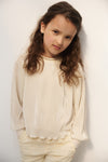 Meisjes Tisja AOP plissee blouse van NoNo in de kleur Light Gold in maat 134-140.