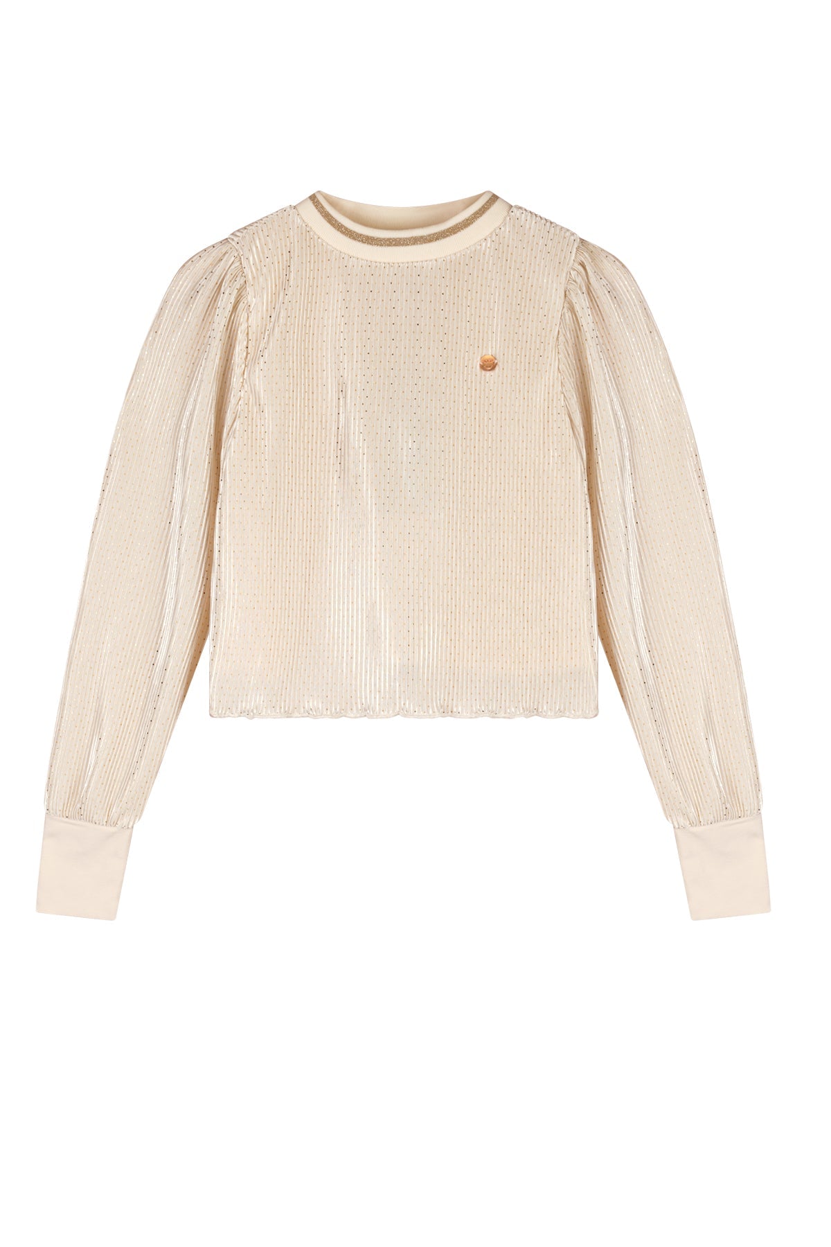 Meisjes Tisja AOP plissee blouse van NoNo in de kleur Light Gold in maat 134-140.