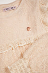 Meisjes Tirzy embroidered mesh blouse van NoNo in de kleur Pearled Ivory in maat 134-140.