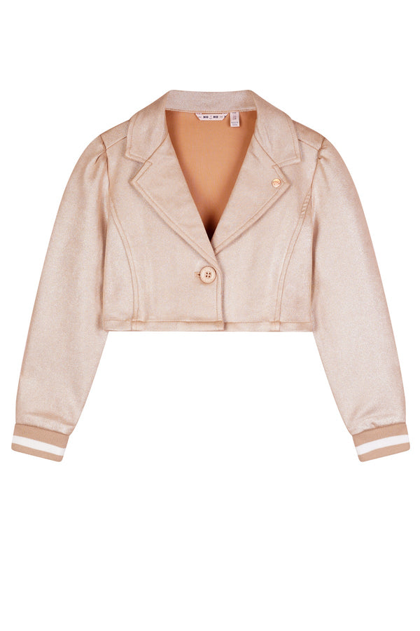 Meisjes Dissy Suede foil printed blazer van NoNo in de kleur Light Gold in maat 134-140.