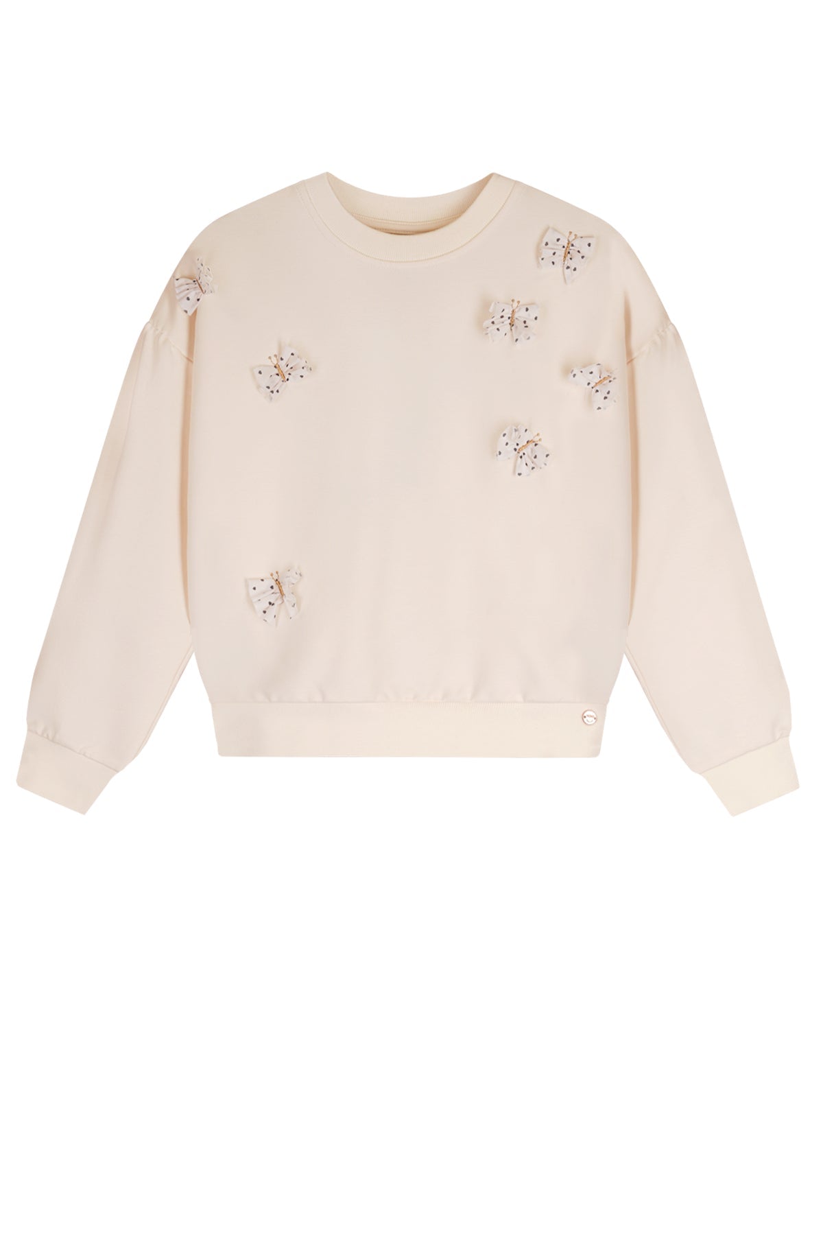 Meisjes Kimas sweater with embroidery at chest van NoNo in de kleur Pearled Ivory in maat 134-140.