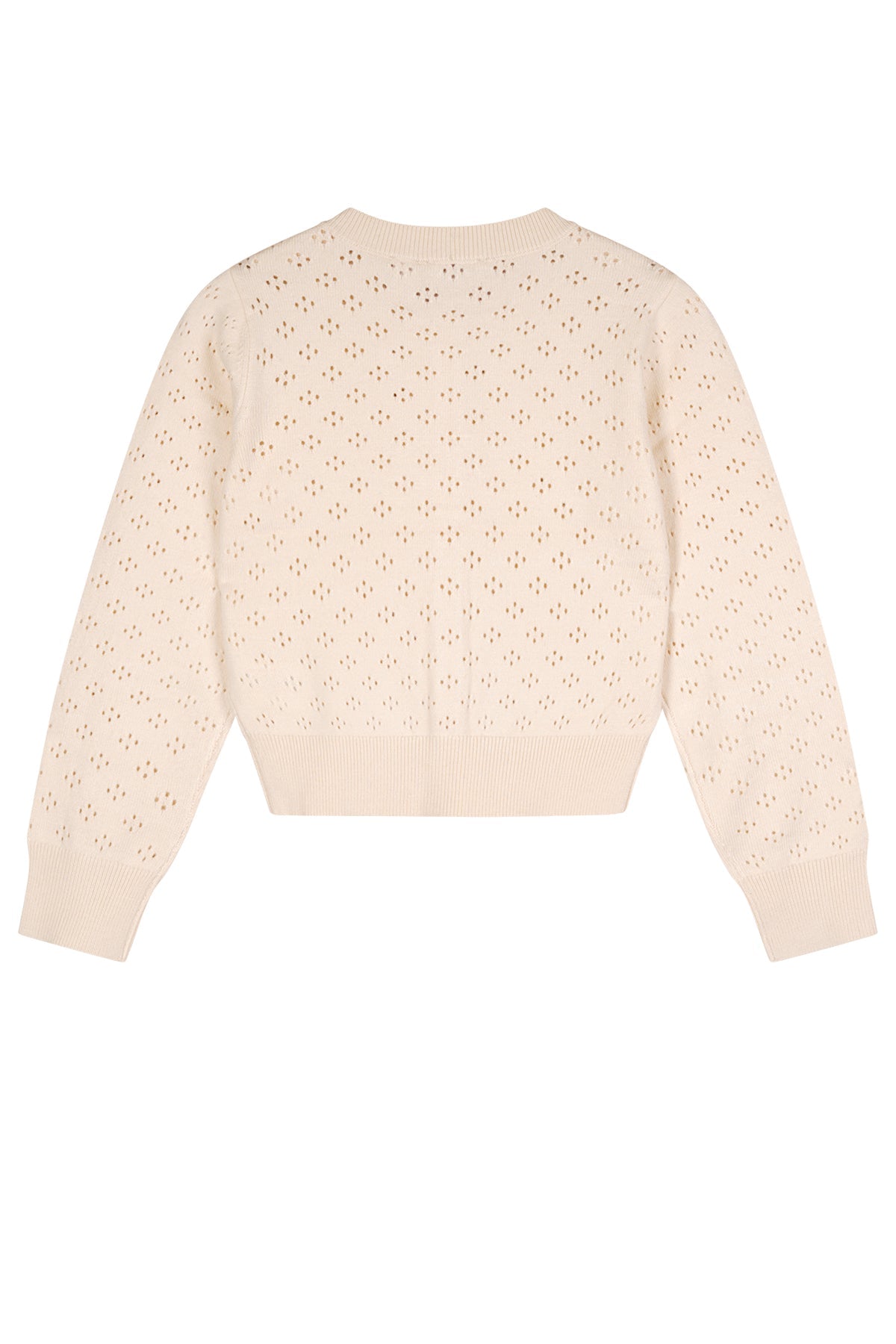 Meisjes Alia ajour knitted cardigan van NoNo in de kleur Pearled Ivory in maat 134-140.