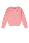 Meisjes Ketan fluffy sweater with ruffle van NoNo in de kleur Sparkle Rose in maat 134-140.
