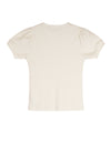 Meisjes Kyoto Rib Jersey lurex tshirt s/sl van NoNo in de kleur Pearled Ivory in maat 134-140.