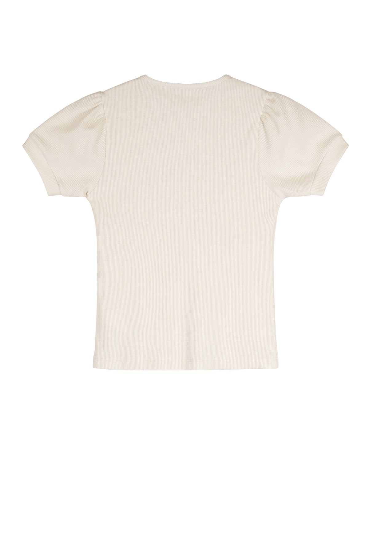 Meisjes Kyoto Rib Jersey lurex tshirt s/sl van NoNo in de kleur Pearled Ivory in maat 134-140.