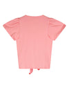 Meisjes Kate knotted tshirt with waterfall sequences van NoNo in de kleur Sparkle Rose in maat 134-140.