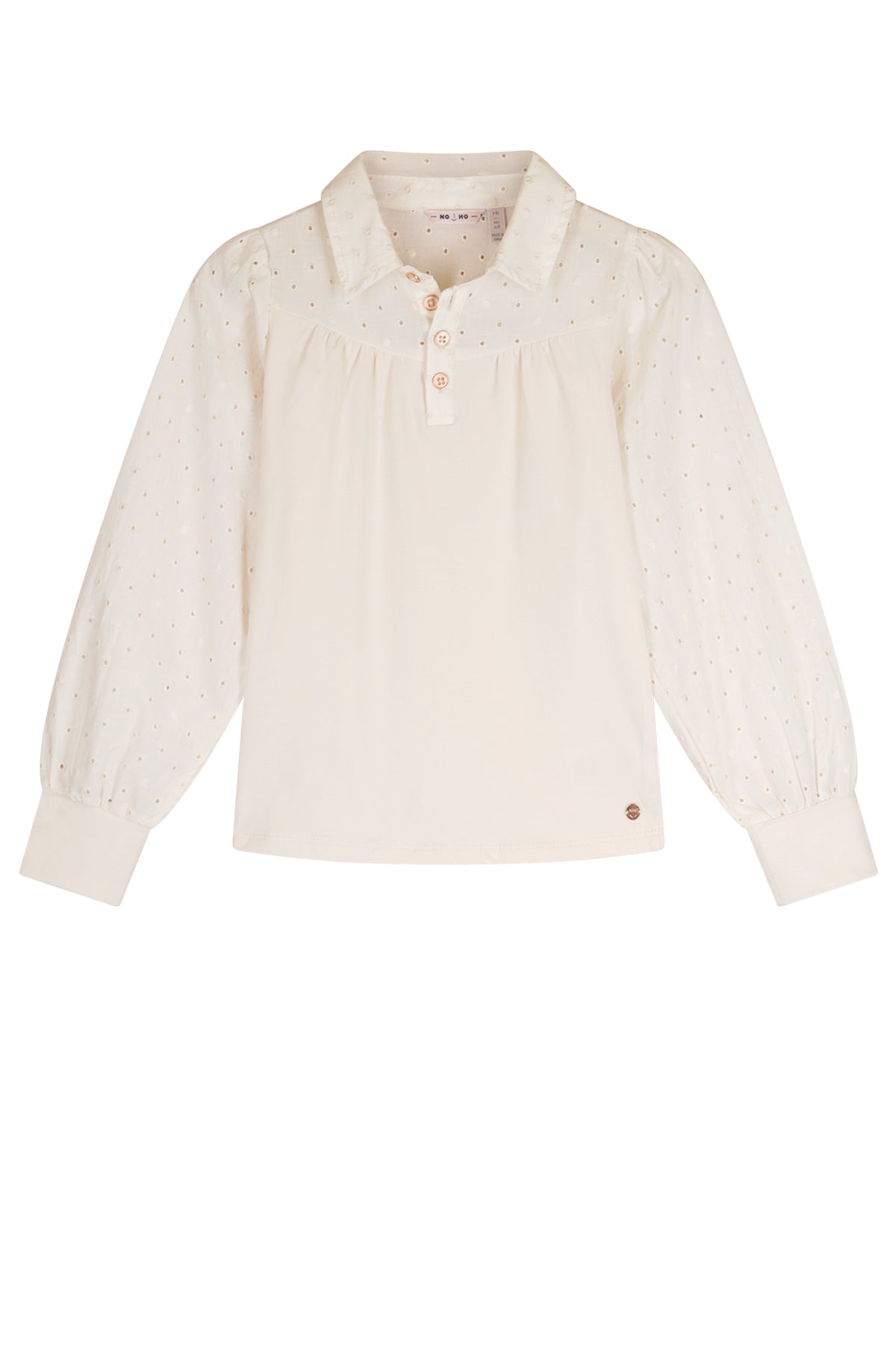 Meisjes Kemmy Blouse Tshirt van NoNo in de kleur Pearled Ivory in maat 134-140.