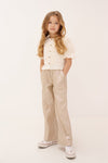 Meisjes Sayla palazzo stretch twill pants van NoNo in de kleur Sand Blush in maat 134-140.