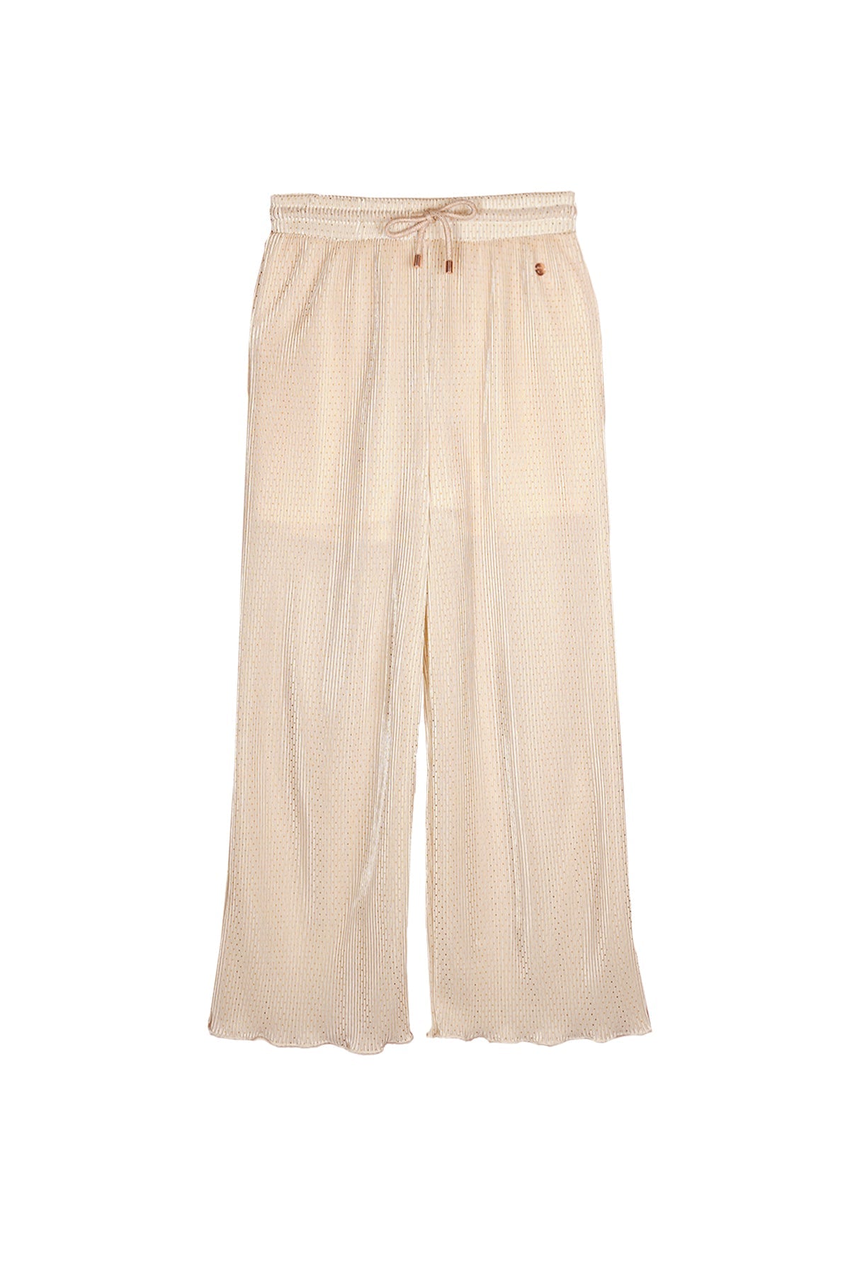 Meisjes Sun AOP plissee palazzo pants van NoNo in de kleur Light Gold in maat 134-140.