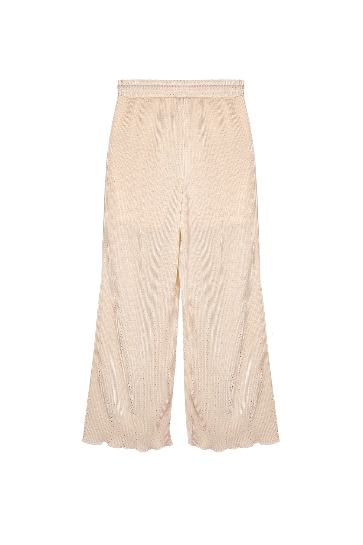 Meisjes Sun AOP plissee palazzo pants van NoNo in de kleur Light Gold in maat 134-140.