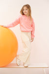 Meisjes Sun AOP plissee palazzo pants van NoNo in de kleur Light Gold in maat 134-140.
