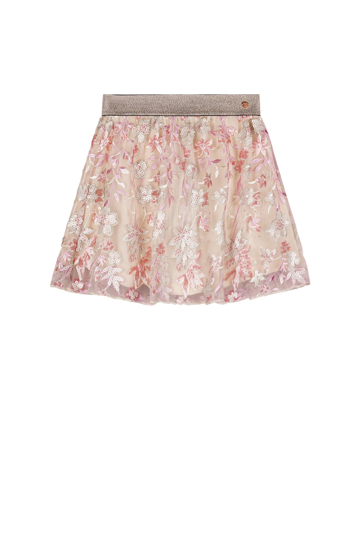 Meisjes Nele Embroidered Sequins Mesh Skirt van NoNo in de kleur Sparkle Rose in maat 134-140.