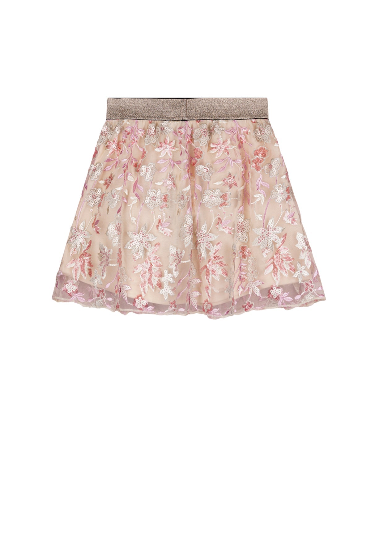 Meisjes Nele Embroidered Sequins Mesh Skirt van NoNo in de kleur Sparkle Rose in maat 134-140.