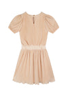Meisjes Merel Solid Plissee Dress s/sl van NoNo in de kleur Sand Blush in maat 134-140.