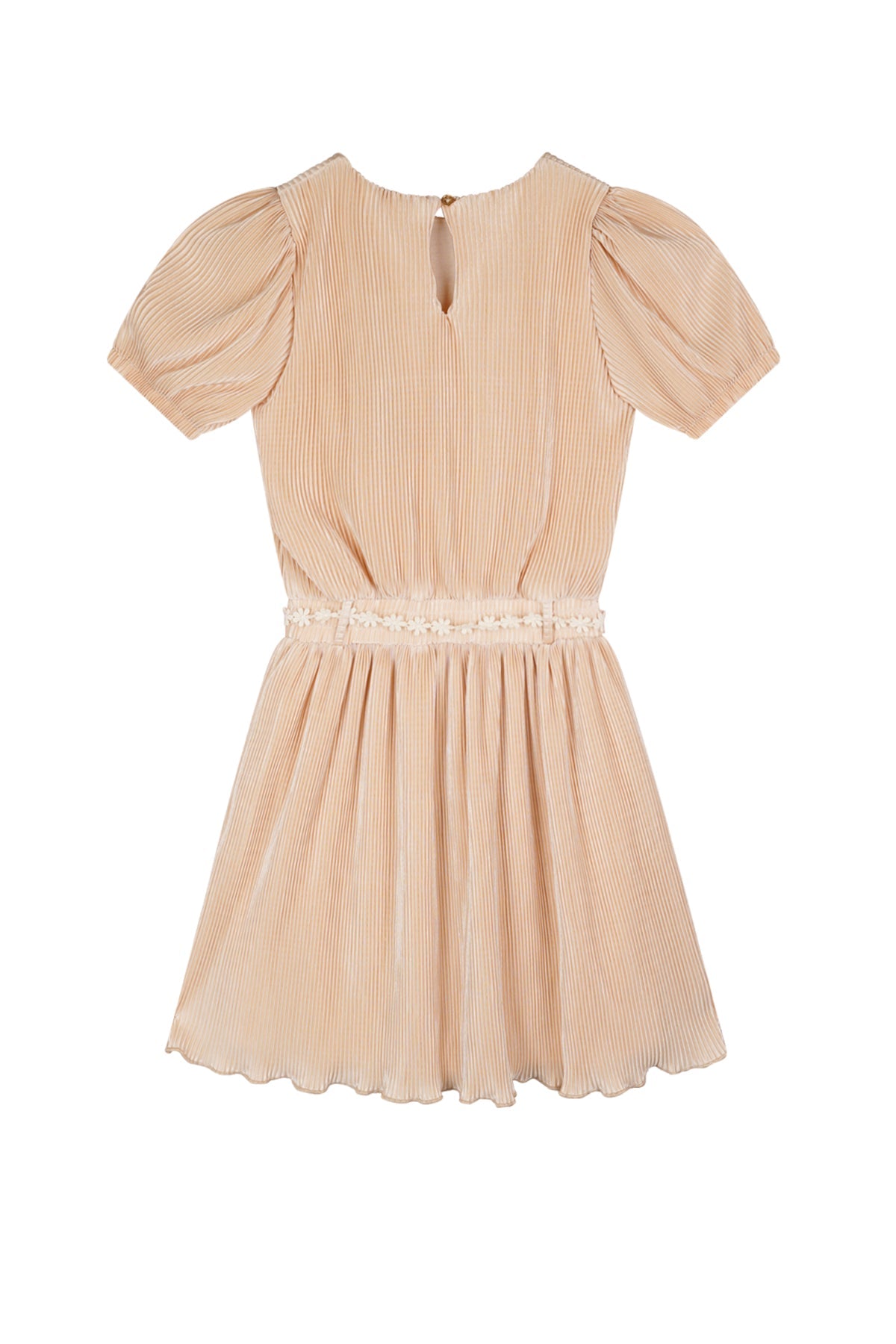 Meisjes Merel Solid Plissee Dress s/sl van NoNo in de kleur Sand Blush in maat 134-140.