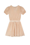 Meisjes Merel Solid Plissee Dress s/sl van NoNo in de kleur Sand Blush in maat 134-140.