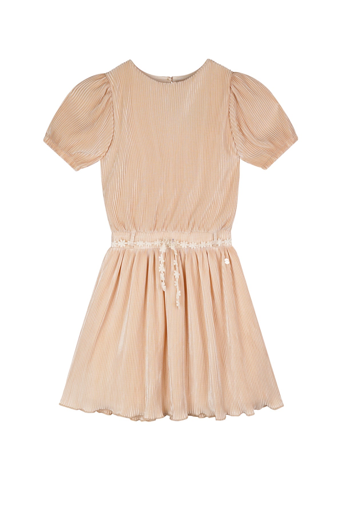 Meisjes Merel Solid Plissee Dress s/sl van NoNo in de kleur Sand Blush in maat 134-140.