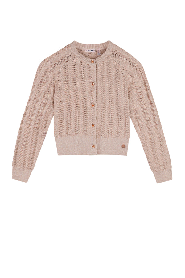 NoNo Anais crochet knitted cardigan with lurex