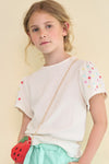 NoNo Kaby Structured top with embroidered sleeves