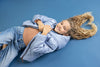 Meisjes Button Hooded Short Winter Jacket van NoNo in de kleur Vintage Denim in maat 134-140.
