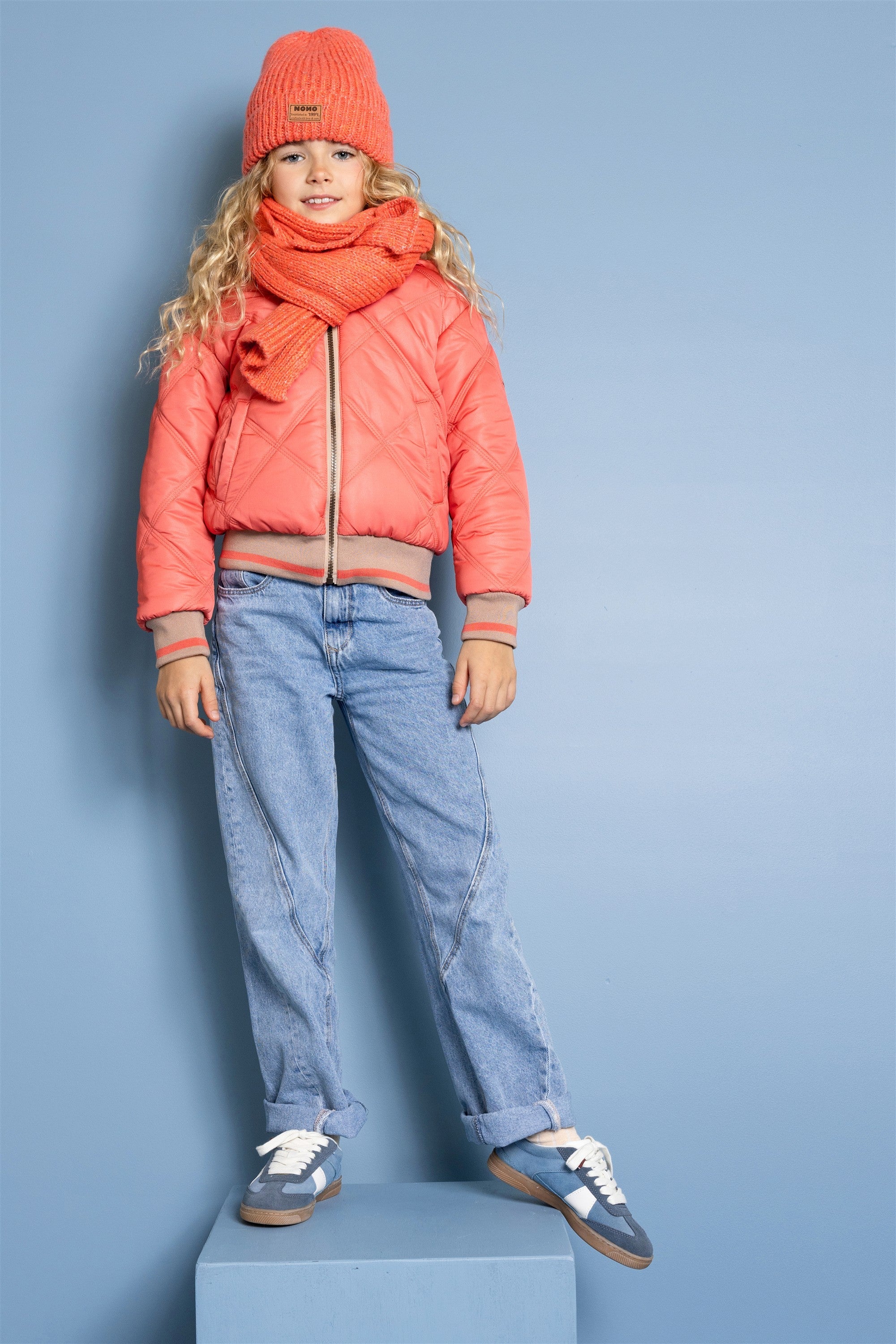 Meisjes Bomby Reversible Hooded Bomber Jacket van NoNo in de kleur Blushy Cheeks in maat 104.