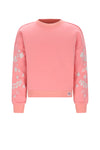 Meisjes Konono Furry Sweat with Sleeveprint van NoNo in de kleur Lovely Lychee Pink in maat 134-140.