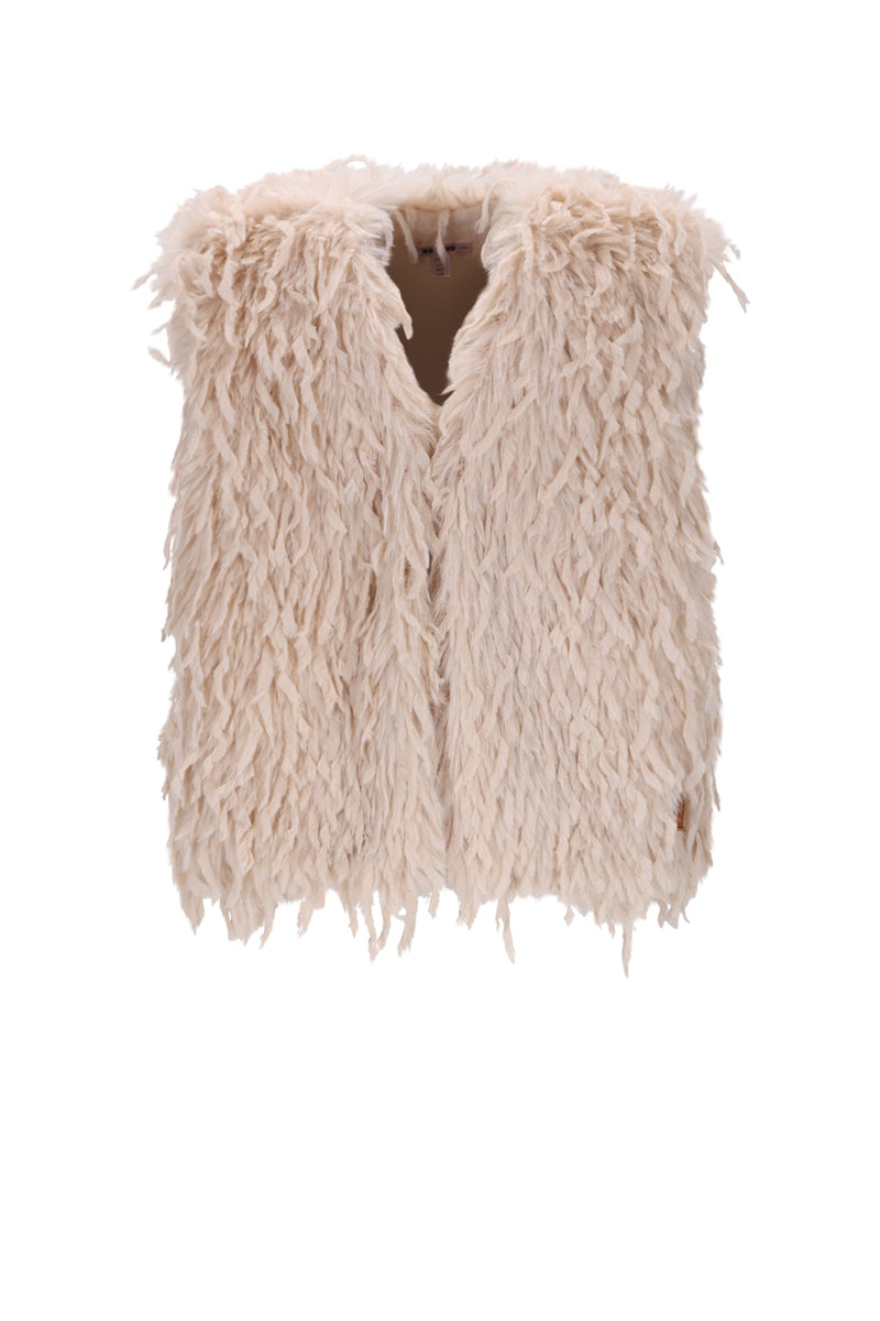 Meisjes Kath Long Hair Fur Gilet van NoNo in de kleur Pearled Ivory in maat 110-116.