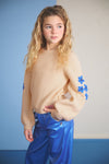 Meisjes Kem Melange Knitted Sweater with Flower embro van NoNo in de kleur Pearled Ivory in maat 110-116.