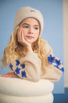 Meisjes Kem Melange Knitted Sweater with Flower embro van NoNo in de kleur Pearled Ivory in maat 110-116.