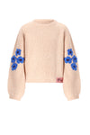Meisjes Kem Melange Knitted Sweater with Flower embro van NoNo in de kleur Pearled Ivory in maat 110-116.