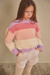 Meisjes Kendra Fluffy Striped Sweater van NoNo in de kleur Lupine Lilac in maat 110-116.