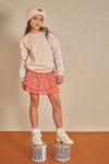 Meisjes Konono Sweater with velvet contrast sleeves van NoNo in de kleur Pearled Ivory in maat 134-140.