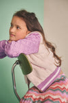 Meisjes Doris Stepped Jacket with Fur van NoNo in de kleur Lupine Lilac in maat 134-140.