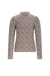 Meisjes Koss AOP Rib Jersey Tshirt van NoNo in de kleur Pearled Ivory in maat 134-140.