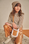 Meisjes Koss AOP Rib Jersey Tshirt van NoNo in de kleur Pearled Ivory in maat 134-140.