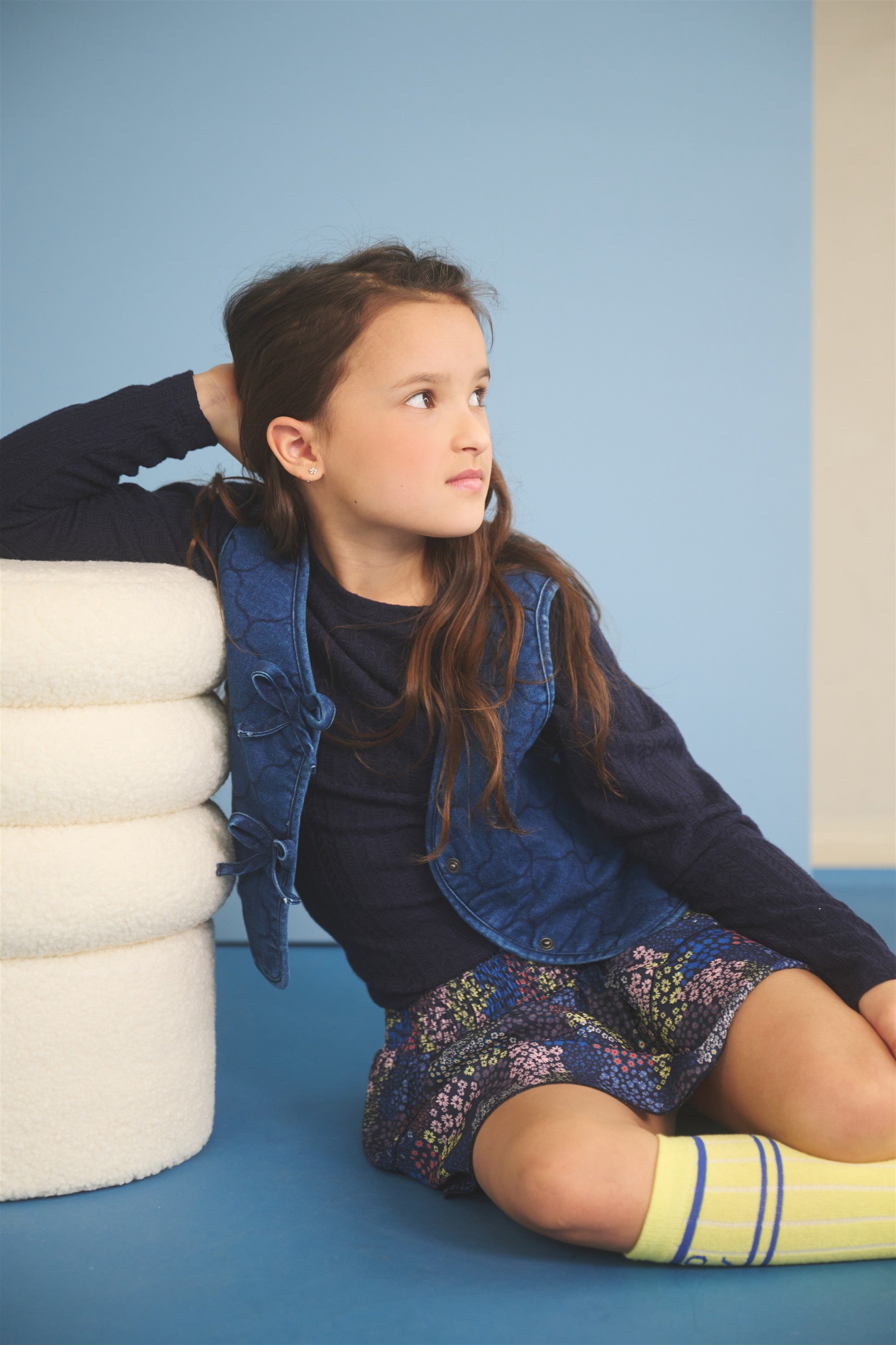 Meisjes Kiva Fancy Knit Jersey van NoNo in de kleur Navy Blazer in maat 134-140.