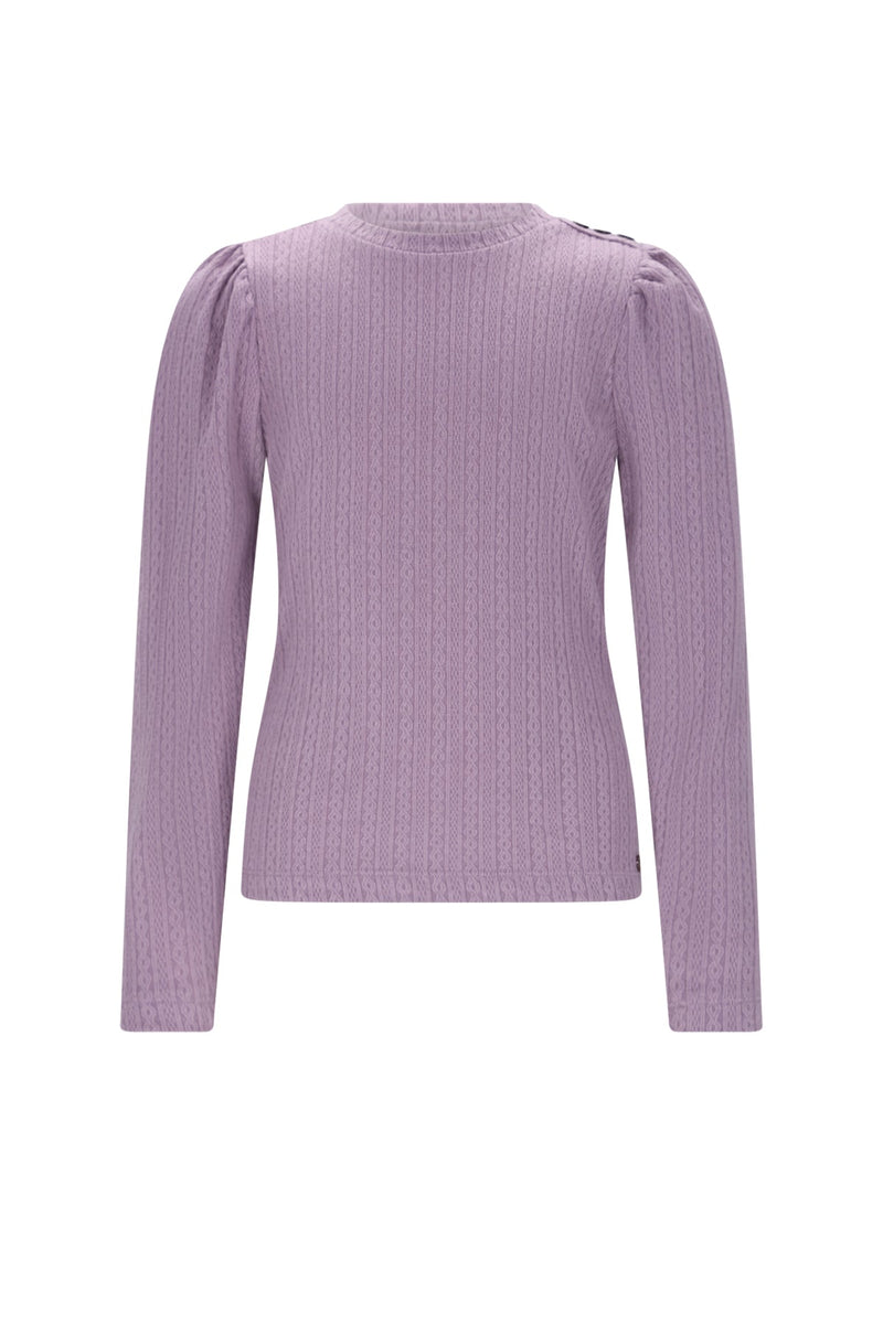 Meisjes Kiva Fancy Knit Jersey van NoNo in de kleur Lupine Lilac in maat 134-140.