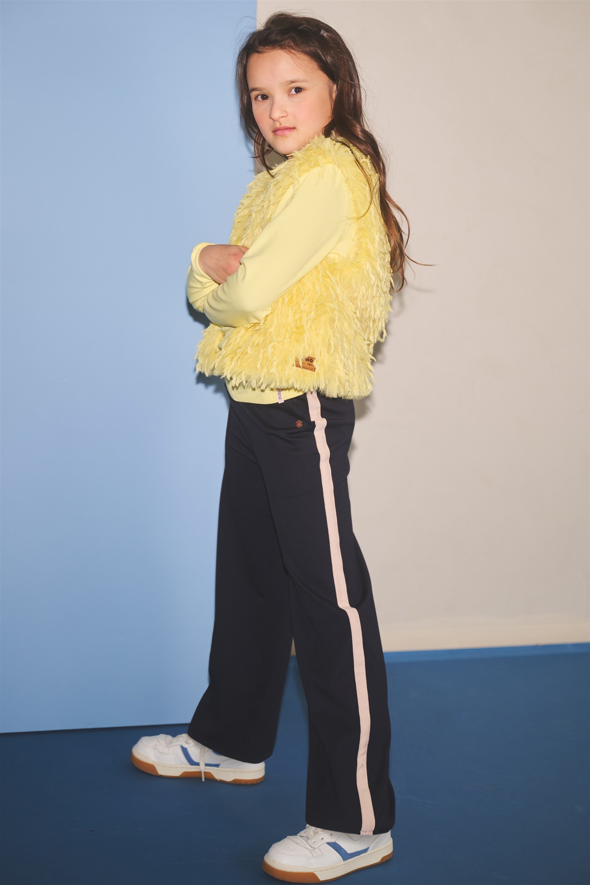 Meisjes Sayla Interlock Wide Leg Pants van NoNo in de kleur Navy Blazer in maat 134-140.