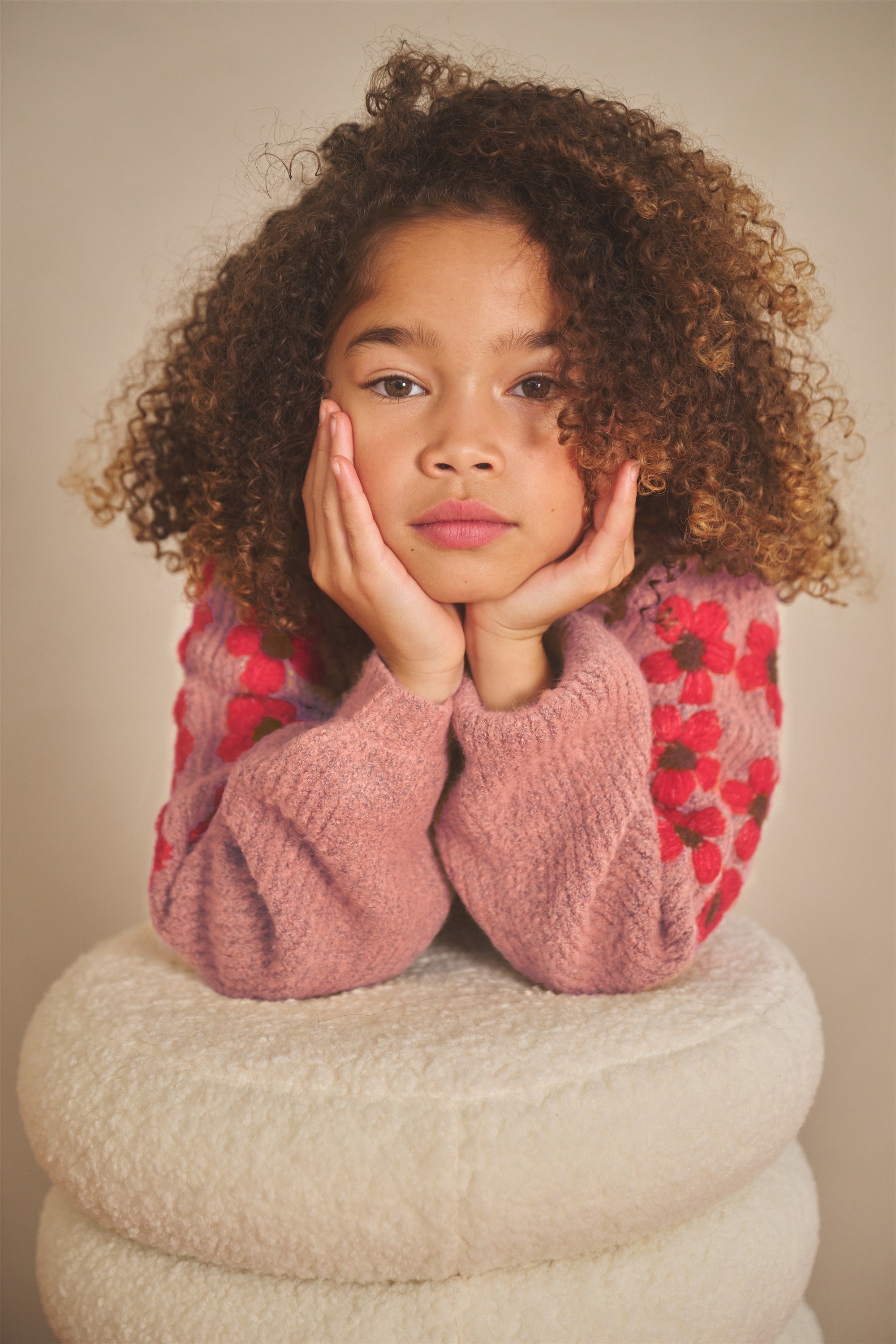 NoNo Kem Melange Knitted Sweater with Flower embro