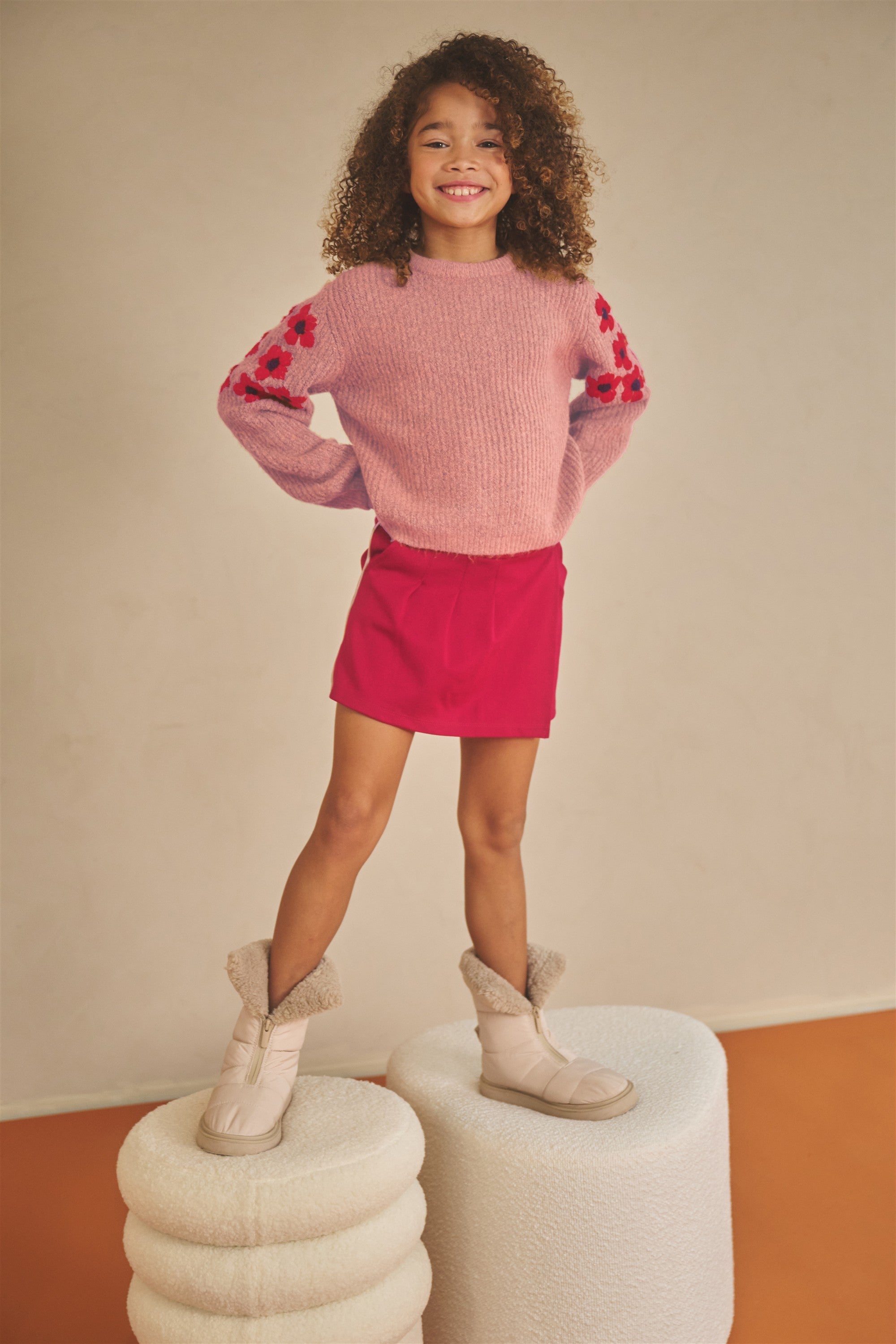 NoNo Kem Melange Knitted Sweater with Flower embro