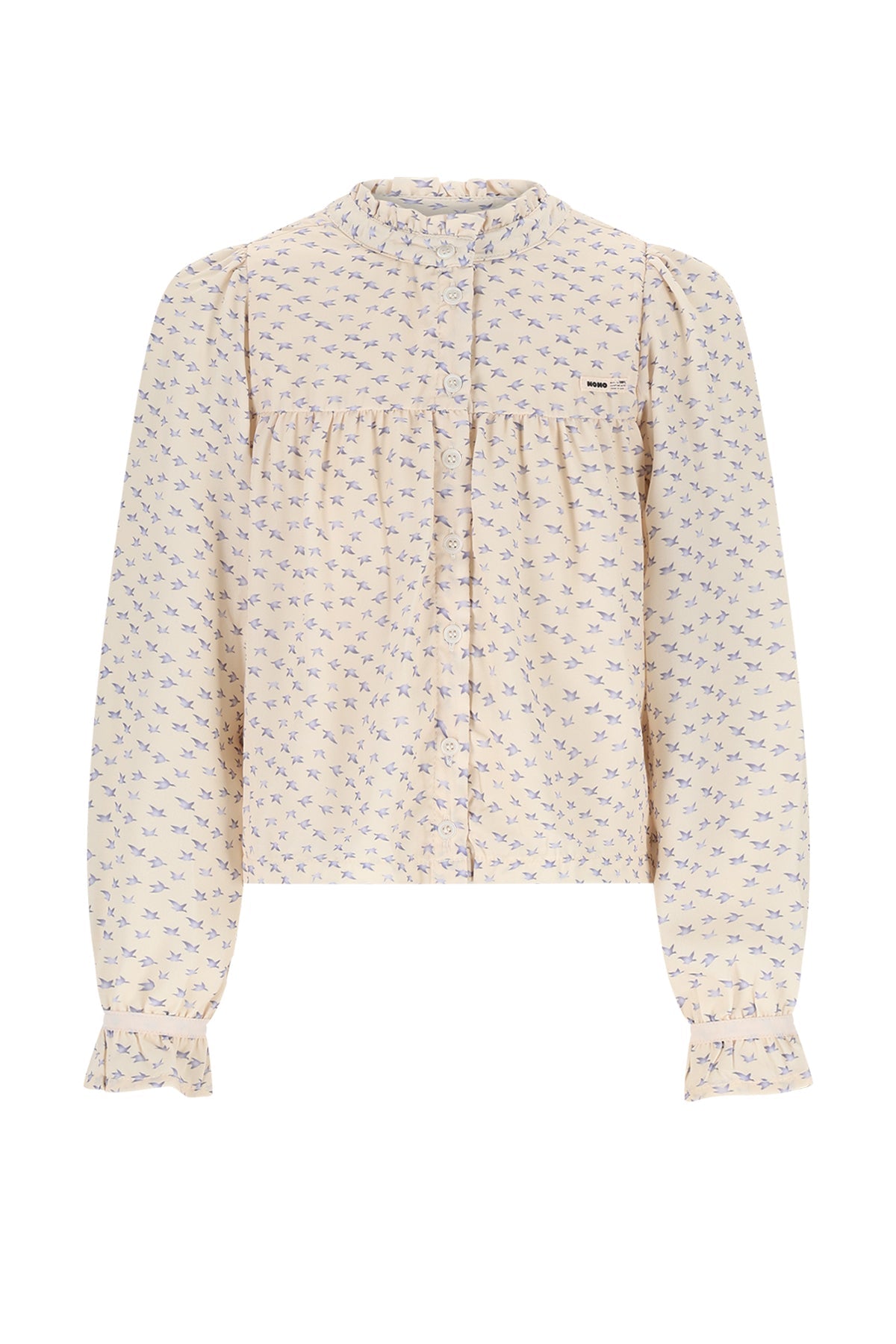 Meisjes Tekla AOP Bird Blouse van NoNo in de kleur Pearled Ivory in maat 134-140.