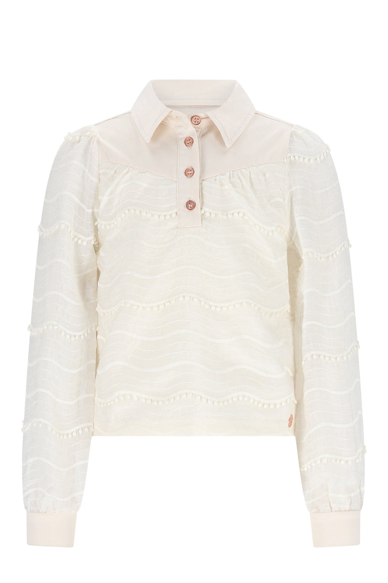 Meisjes Temmy Blouse Tshirt L/SL van NoNo in de kleur Pearled Ivory in maat 134-140.