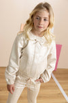 Meisjes Door Foil Coated Fake Suede Jacket van NoNo in de kleur Pearled Ivory in maat 134-140.