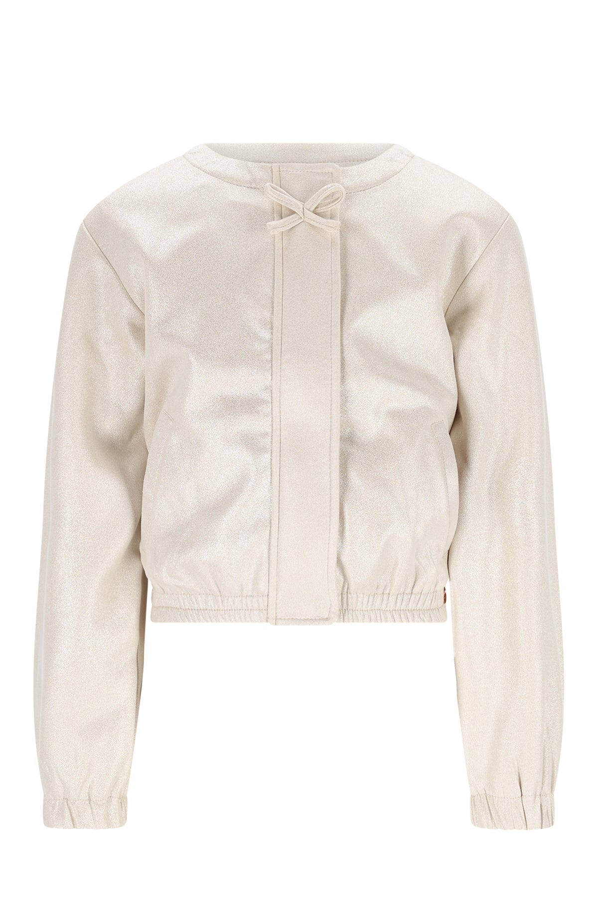 Meisjes Door Foil Coated Fake Suede Jacket van NoNo in de kleur Pearled Ivory in maat 134-140.