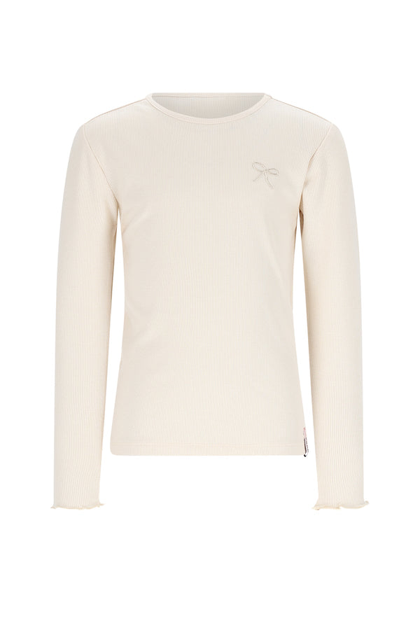 Meisjes Kyoto Rib Jersey L/SL Tshirt van NoNo in de kleur Pearled Ivory in maat 134-140.